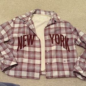 Zara Burgundy Plaid Varsity Jacket